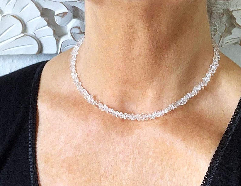 Herkimer diamant (bergskristall) lyxig finish i absolut klar kvalitet: 8-9 mm x 6 mm rent som ett halsband bild 3