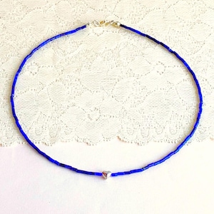 Lapis lazuli AA tubes 4.5 x 2.5 mm (naturally undyed) with 925 silver heart (platinum-plated)