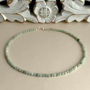 echte Burma Jade (Jadeit) Klasse A, Kette aus Perlen 4mm