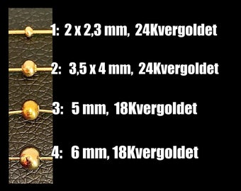4 tamaños de cuentas redondas chapadas en oro; Accesorios para el collar o pulsera.