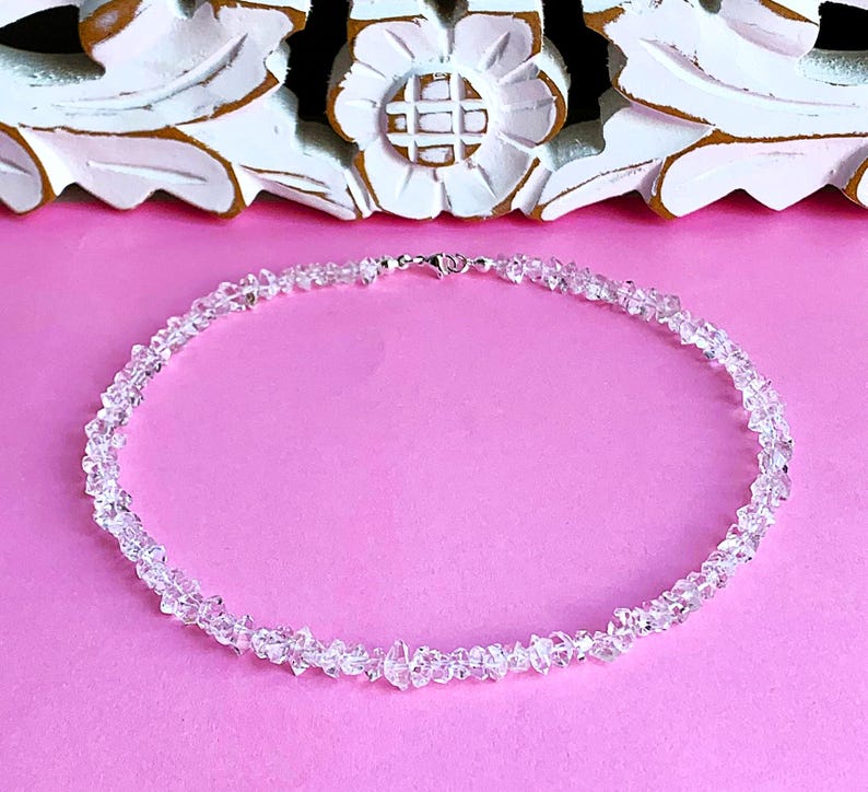 Herkimer diamant (bergskristall) lyxig finish i absolut klar kvalitet: 8-9 mm x 6 mm rent som ett halsband bild 8