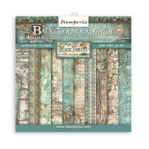Stamperia - Fonds de forêt magique - Bloc 8 × 8