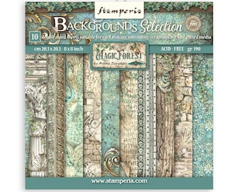 Stamperia-Magic Forest Backgrounds-8×8Paper Pad