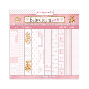 Bloc de papier 8 x 8 Stamperia-BabyDream Pink Backgrounds