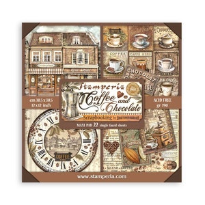 Stamperia-Coffee and Chocolate Mega Pad-22 Single Sided Sheets12×12Paper Pad