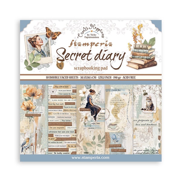 Stamperia Scrapbooking Pad 10 sheets cm 30,5x30,5 (12"x12") - Secret Diary