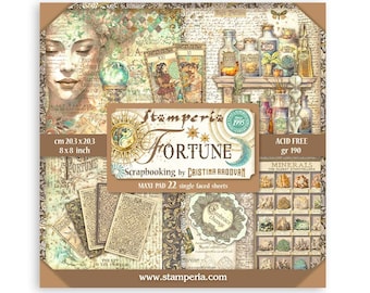 Stamperia-Fortune Mega Pad-22 Single Sided Sheets8x8Paper Pad