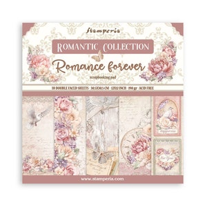 Bloc Stamperia-Scrapbooking 10 feuilles cm 30,5x30,5 (12"x12") - Romance Forever