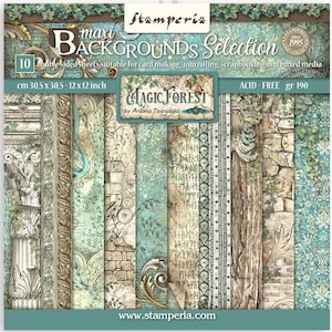 Stamperia-Arrière-plans de la forêt magique, bloc-notes 12 × 12