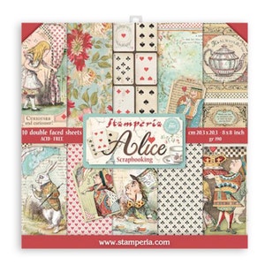 Stamperia Scrapbooking Small 10 feuilles cm 20,3X20,3 (8"X8") - Alice