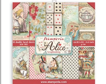Stamperia Scrapbooking Small Pad 10 sheets cm 20,3X20,3 (8&quot;X8&quot;) - Alice