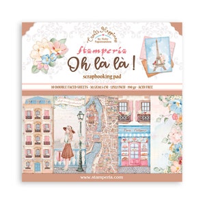 Bloc de scrapbooking Stamperia 10 feuilles cm 30,5x30,5 (12"x12") - Créer le bonheur Oh lá lá