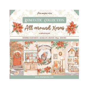 Petit bloc 10 feuilles (8 x 8 po.) pour arrière-plans de scrapbooking Stamperia - Noël tout autour