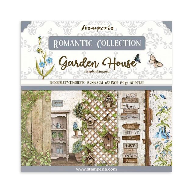 Stamperia Scrapbooking Extra small Pad 10 sheets cm 15,24x15,24 (6"x6") - Garden House