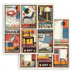 Feuille recto-verso Stamperia Scrapbooking - Bauhaus 6 cartes