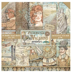 Stamperia Scrapbooking très petit bloc 10 feuilles cm 15,24x15,24 (6"x6") - Sir Vagabond Aviator