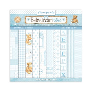 Stamperia-BabyDream Blaue Hintergründe-20x20cm Papierblock