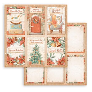 Feuille recto-verso Stamperia Scrapbooking - Noël All Around 6 cartes