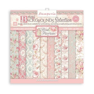 Stamperia - Fonds de parfum rose - Bloc de 12 × 12 feuilles
