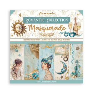 Stamperia Kleiner Stempelkissen 10 Blatt cm 20,3X20,3 (8"X8") - Masquerade."
