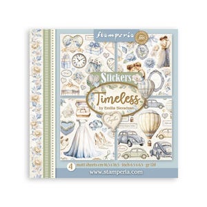 Bloc de pegatinas Timeless de Stamperia, 4 hojas, 6,5 x 6,5 cm