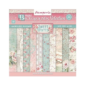 Stamperia Scrapbooking, petit bloc d'arrière-plans 10 feuilles (8 x 8 po.) - Hiver doux