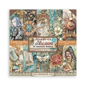 Bloc de scrapbooking Stamperia 10 feuilles cm 30,5x30,5 (12"x12") - Sir Vagabond in Fantasy World