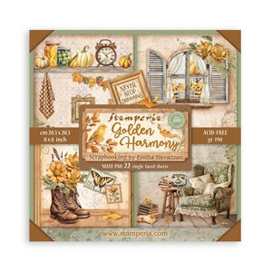 Stamperia Scrapbooking Pad 22 Blatt cm 20,3X20,3 (8 "X8" ) Einseitig Goldene Harmonie