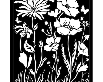 Stamperia Dicke Schablone cm 20X25 - Atelier Mohnblume und Blume