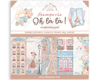 Stamperia Scrapbooking Small Pad 10 sheets cm 20,3X20,3 (8&quot;X8&quot;) - Create Happiness Oh lá lá