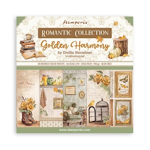 Bloc de scrapbooking Stamperia 10 feuilles cm 30,5x30,5 (12"x12") - Harmonie dorée