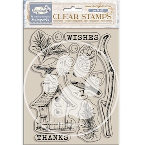 Stamperia acrylstempel 14 x 18 cm - Create Happiness Dewdrops nest bird