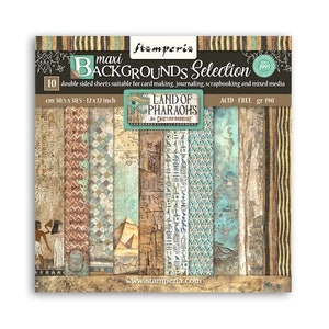 Bloc de scrapbooking Stamperia 10 feuilles cm 30,5x30,5 (12"x12") Maxi fond sel - Le pays des pharaons