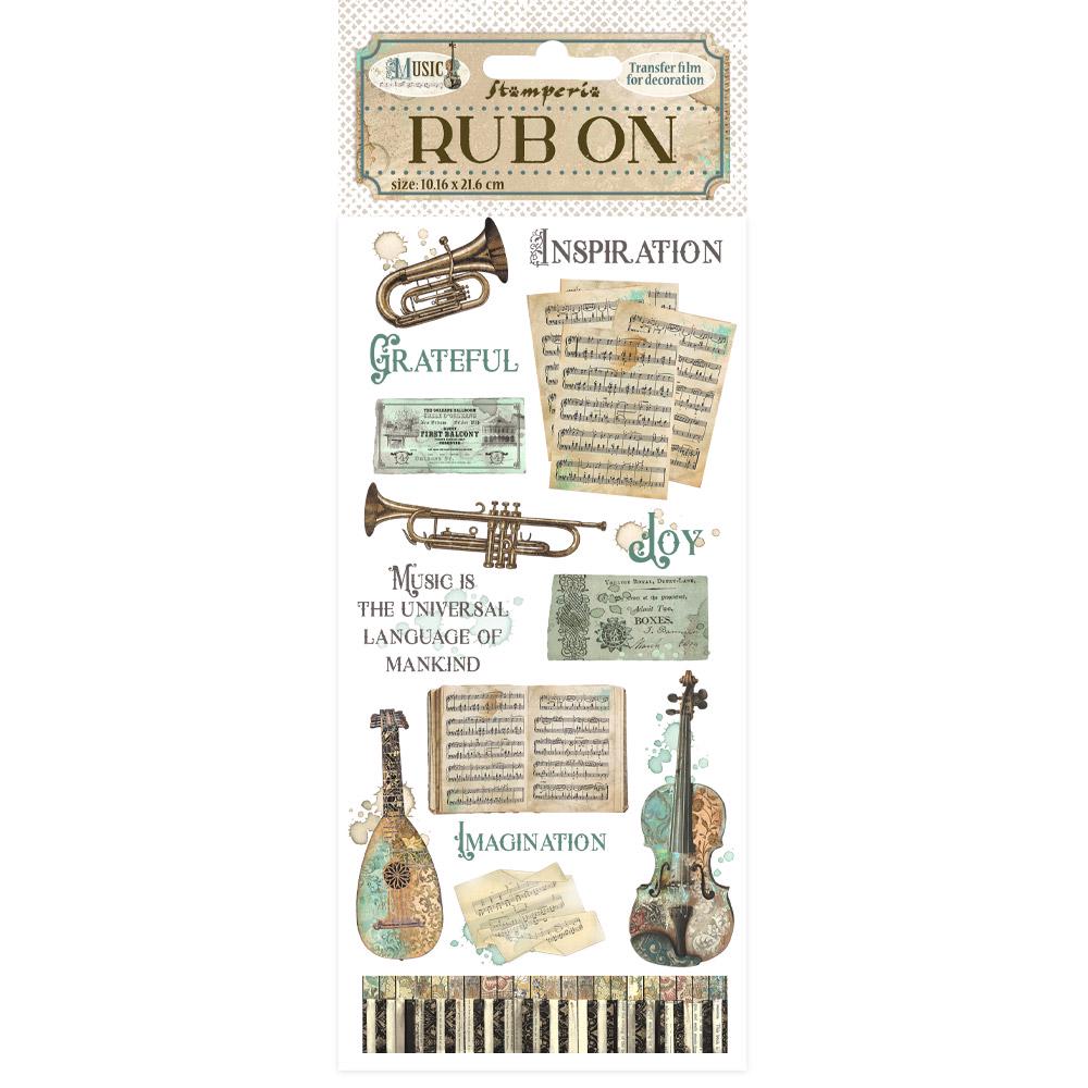 Stamperia Rub-on cm 10,16x21,6 - Music instruments
