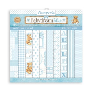 Stamperia-BabyDream Blue Backgrounds - Bloc de papier 12 × 12