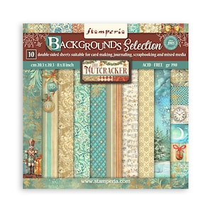 Stamperia Scrapbooking Small Pad 10 folhas cm 20,3X20,3 (8"X8") Seleção de fundos - O quebra-nozes