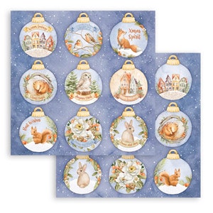 Feuille recto-verso pour scrapbooking Stamperia - Boules Winter Valley