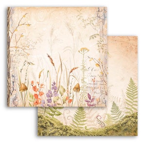 Feuille recto-verso pour Scrapbooking Stamperia - Prairies boisées