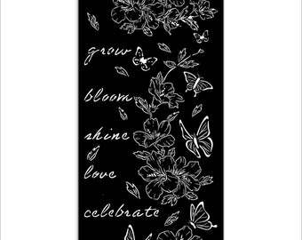 PREORDER Stamperia Thick stencil cm 12X25 - Create Happiness Secret Diary flowers and butterfly