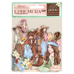 Neue Stamperia Ephemera - Glück schaffen Oh lá lá Mädchen und Blumen
