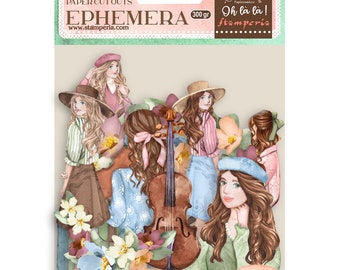 New Stamperia Ephemera - Create Happiness Oh lá lá girls and flowers