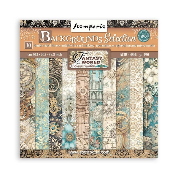 Stamperia Scrapbooking Pad 10 sheets cm 30,5x30,5 (12"x12") Maxi Background sel -Sir Vagabond in Fantasy World