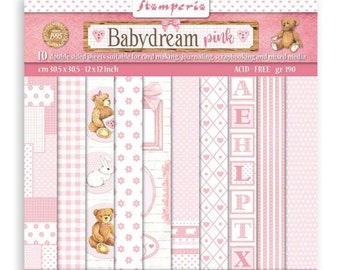 Stamperia Scrapbooking Pad 10 sheets cm 30,5x30,5 (12"x12") - BabyDream Pink