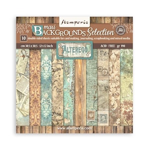 Tampon de scrapbooking Stamperia 10 feuilles cm 30,5x30,5 (12"x12") Maxi arrière-plan sélection - Alterego