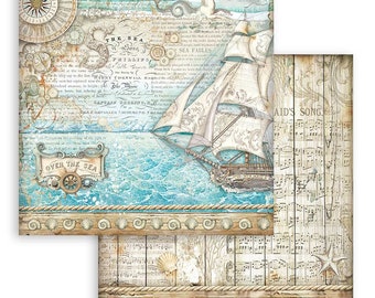 Scrapbooking Double face sheet - Songs of the Sea sailing ship