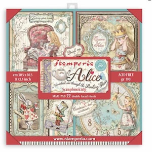 Stamperia-Mega Pad: Alice in Wonderland-22 Sheet-12×12 Paper Pad