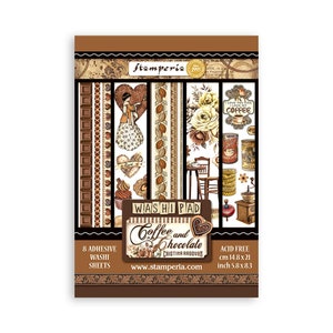 NEUES Stamperia Farbiges Washi Pad - Kaffee und Schokolade