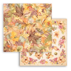 Feuille recto-verso pour scrapbooking Stamperia - Feuilles des bois