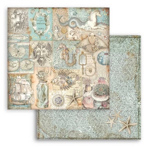 Feuille double-face Stamperia Scrapbooking - Texture Chants de la mer