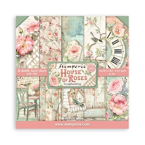 Petit bloc-notes Stamperia Scrapbooking 10 feuilles cm 20,3X20,3 (8"X8") - House of Roses